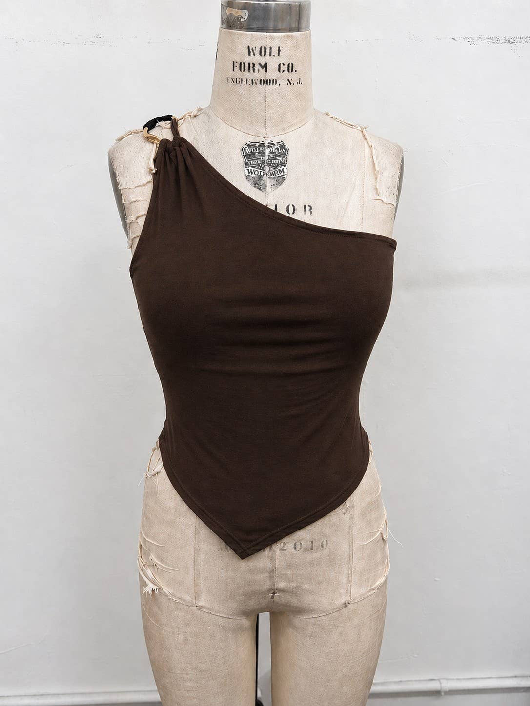 One-Shoulder ITY Knit Top with Hardware Detail | B034