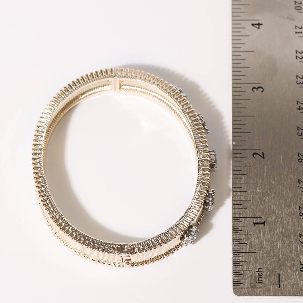 CZ Accent Textured Bangle Bracelet