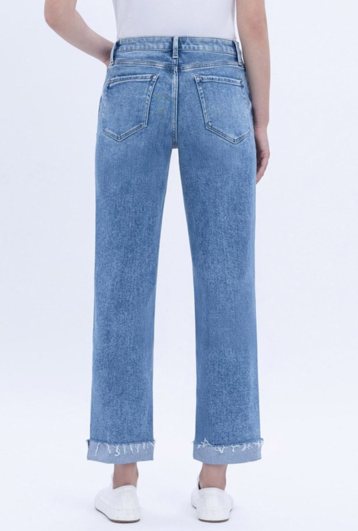 High Rise Single Cuffed Crop Straight | P001