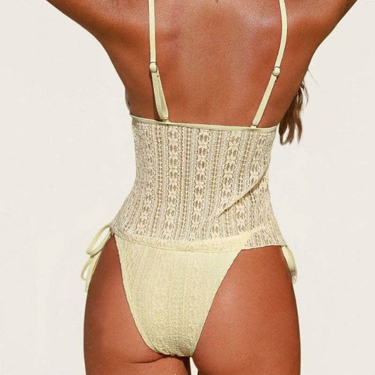 2 Pcs Sexy Lace V-Neck Spaghetti Strap Bikini Swimsuit | BK001