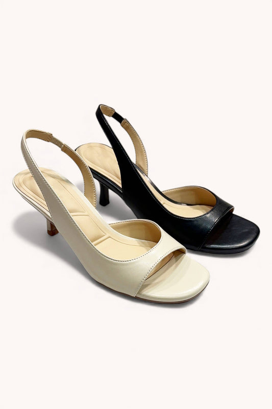 CLASSIC SILHOUETTE OPEN TOE SLINGBACK KITTEN HEES | Z001