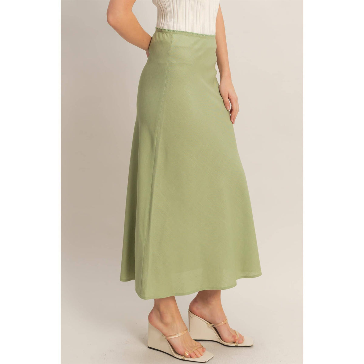 Maxi Skirt With Elastic Waistband | F005