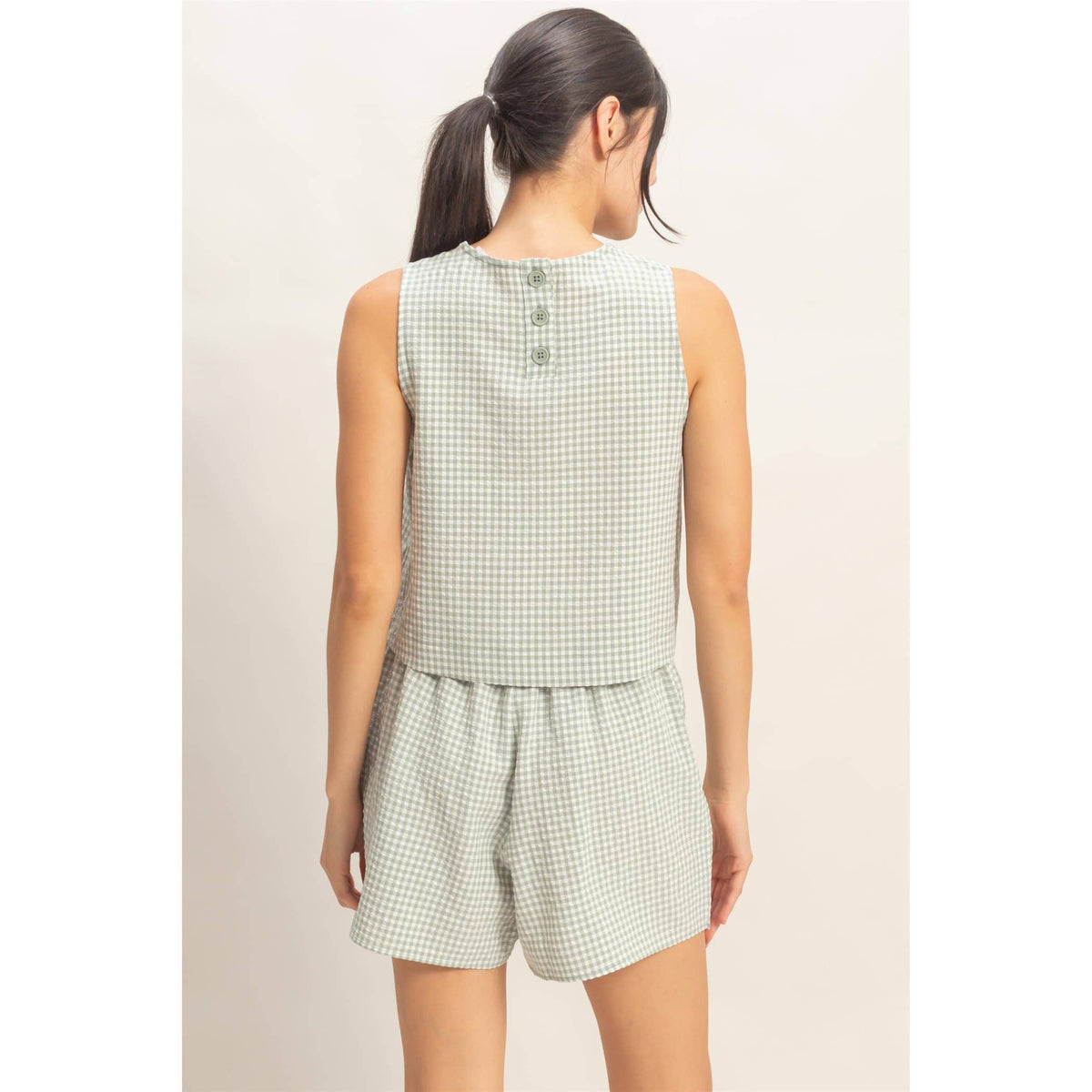 Gingham Checkered Sleeveless Top And Skort Set | SE003