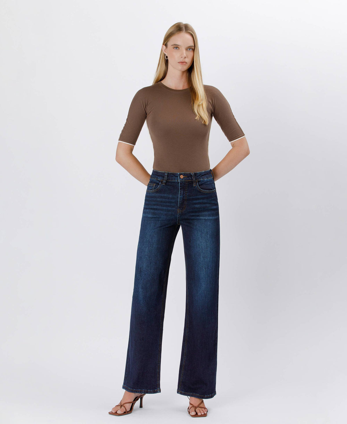 90'S VINTAGE SUPER HIGH RISE DARK WASH LOOSE JEANS | P013