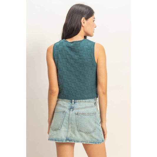 Basket Weave V-Neck Sleeveless Vest | B003