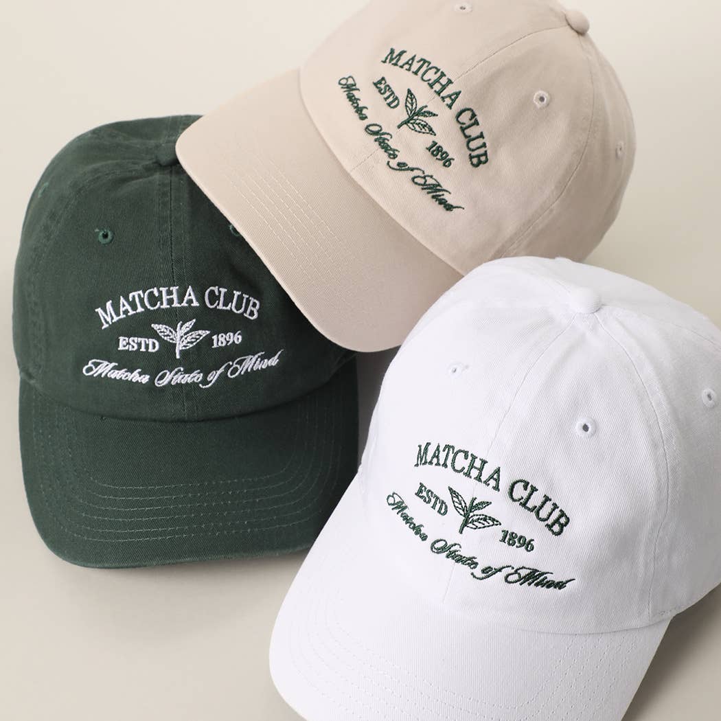 MATCHA CLUB Embroidered Cotton Baseball Cap | HAT