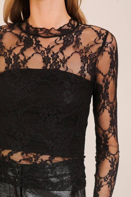 Layer Me Lace High Neck Top | B029