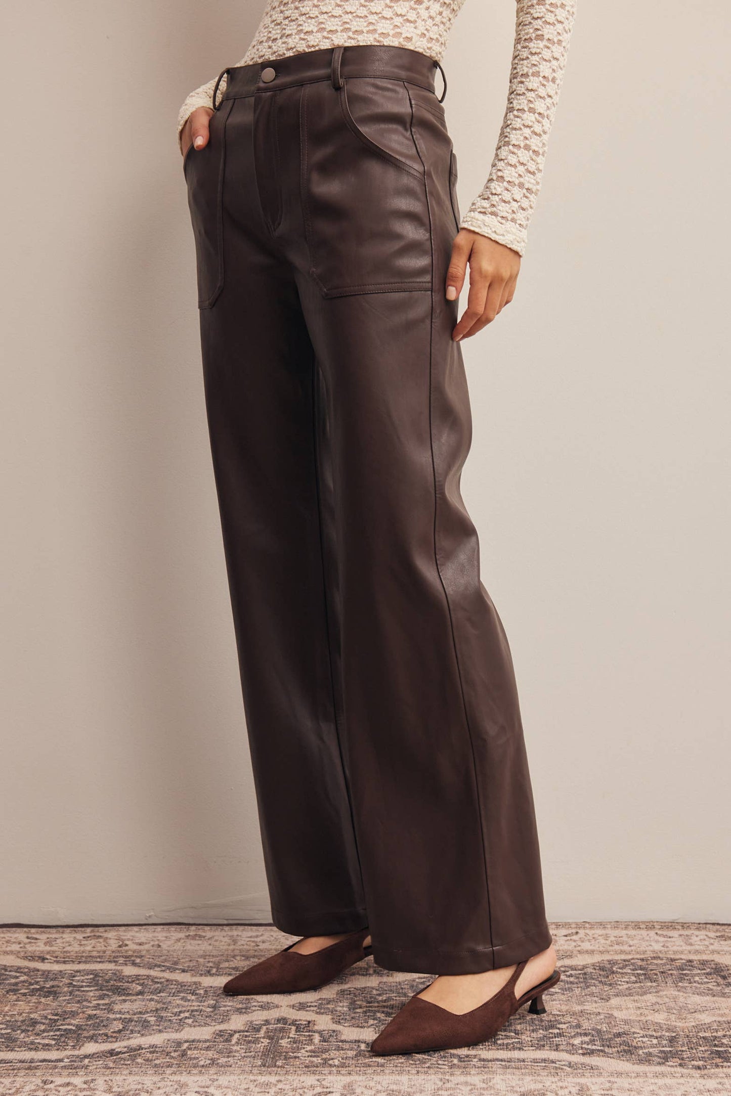 Faux Leather Straight Leg Pants FP0025