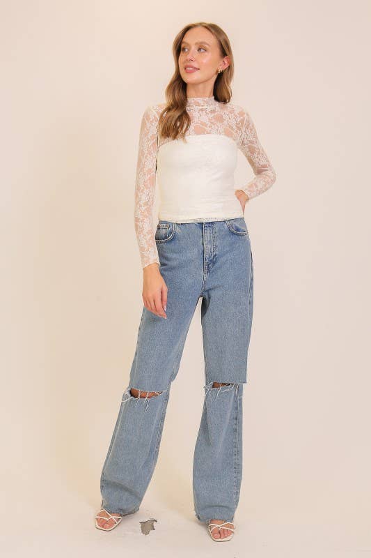 Layer Me Lace High Neck Top | B029