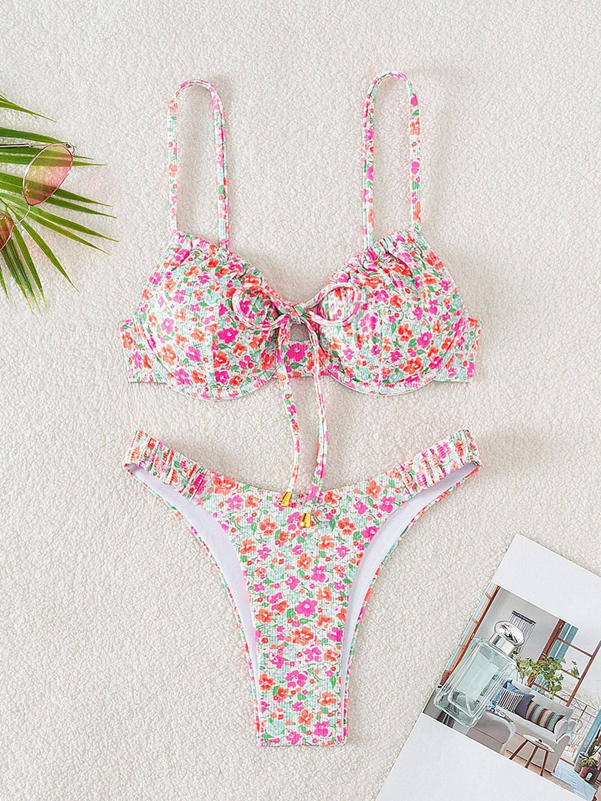 Sexy Floral Print Swimwear Triangle Bikinis Set | BK002