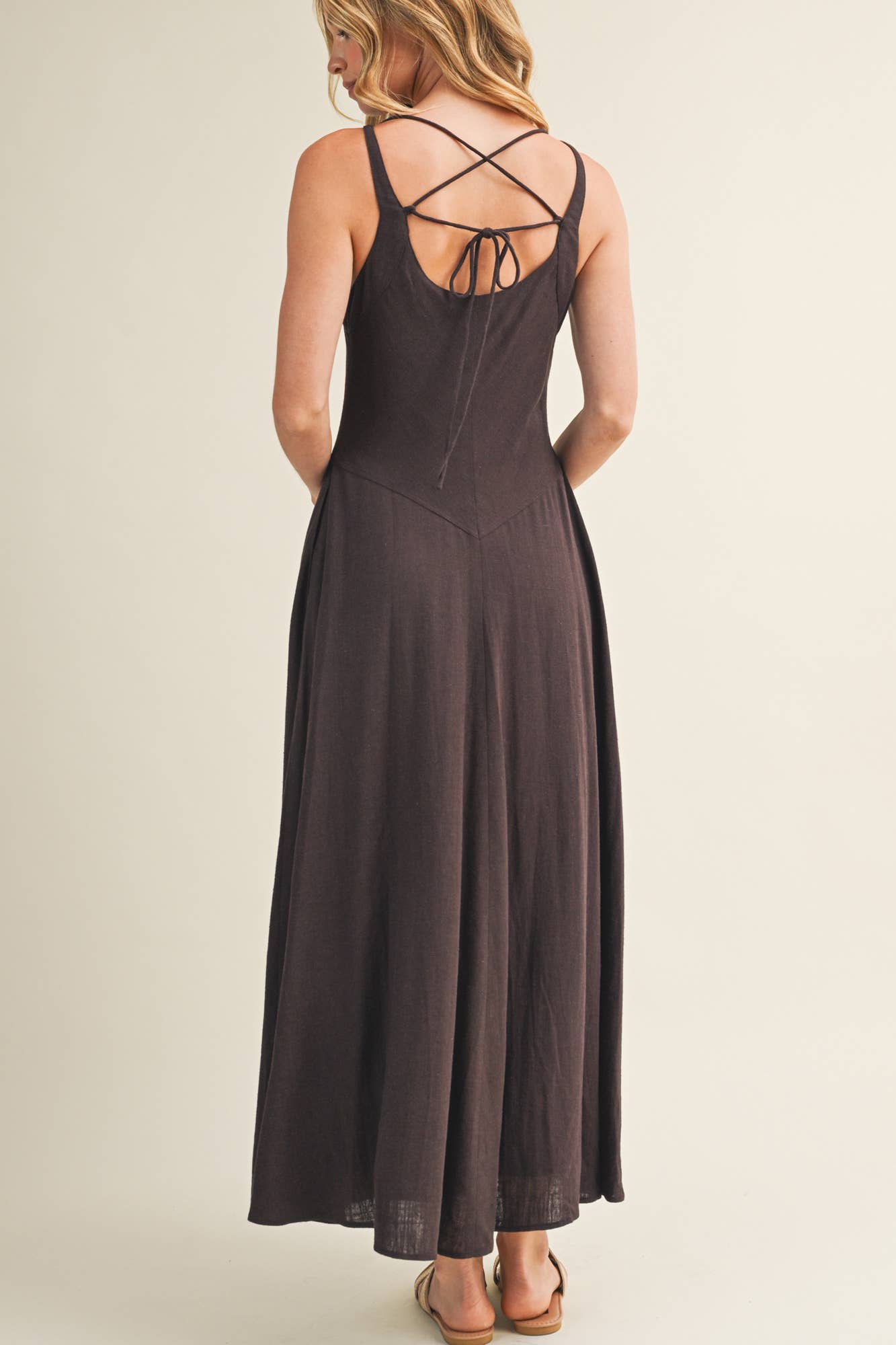 Square Neck Asymmetrical Seam Maxi | V023