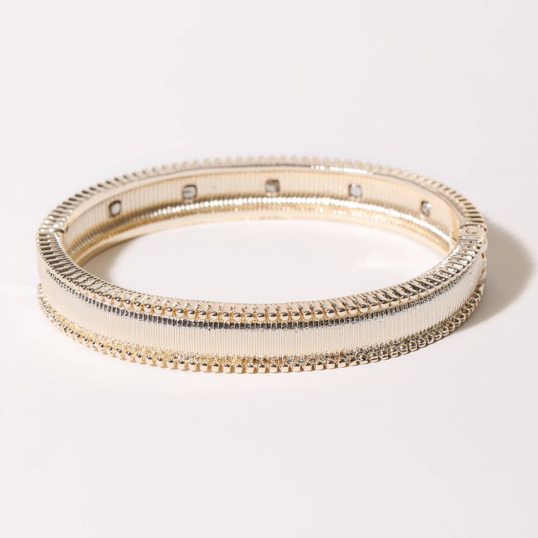 CZ Accent Textured Bangle Bracelet