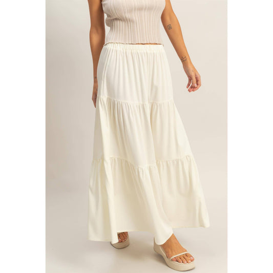 Elastic Waist 3-Tier Skirt | F001