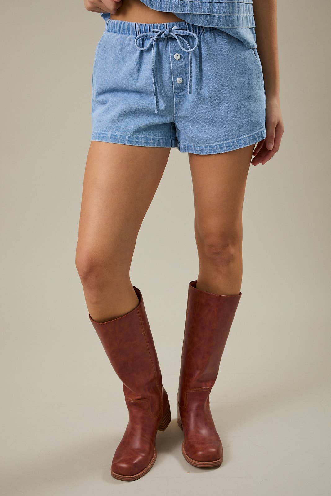 DRAWSTRING DENIM SHORTS | C005