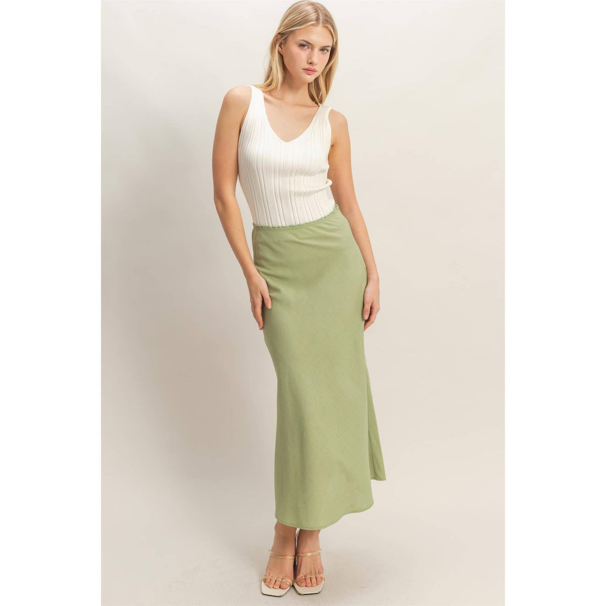 Maxi Skirt With Elastic Waistband | F005