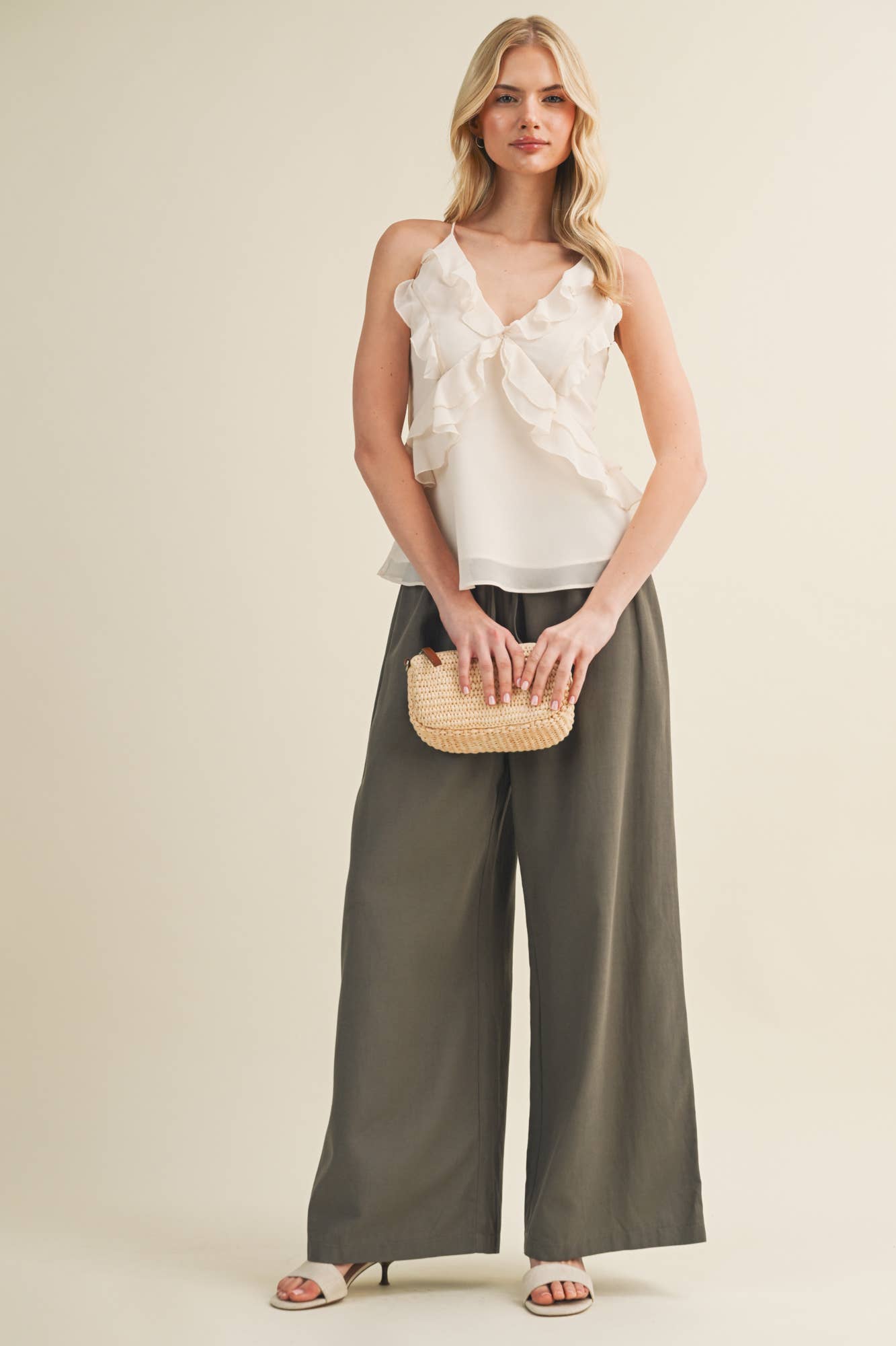Cascading Ruffle Lattice Tie Top | B025