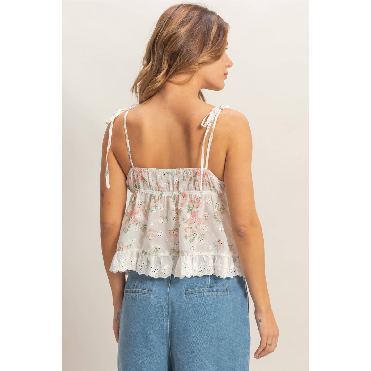 Floral Lace Trim Camisole | B002