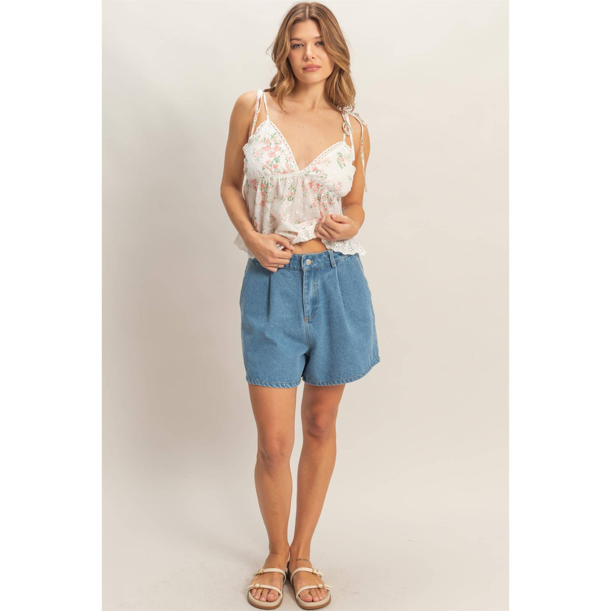 Floral Lace Trim Camisole | B002