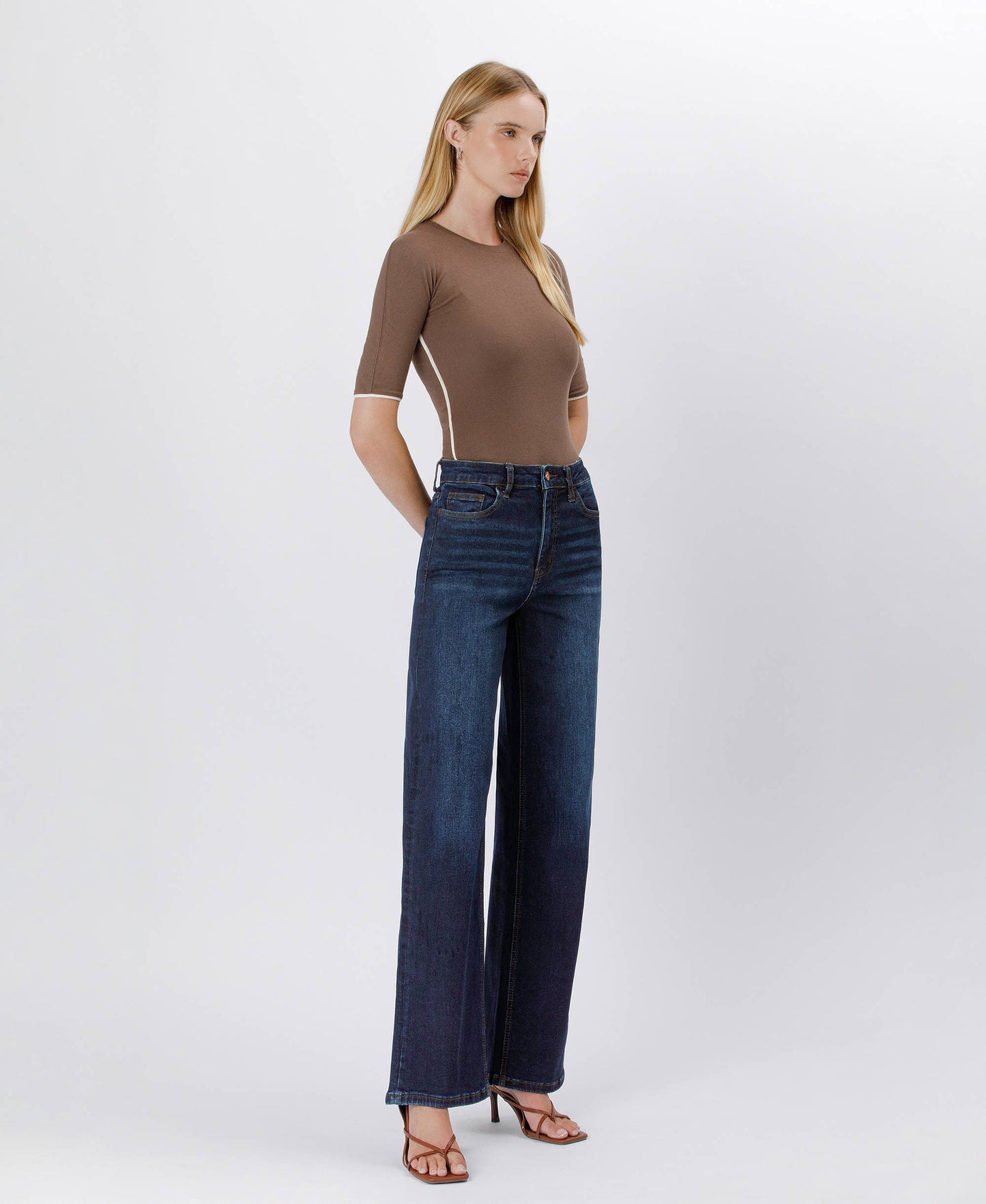 90'S VINTAGE SUPER HIGH RISE DARK WASH LOOSE JEANS | P013