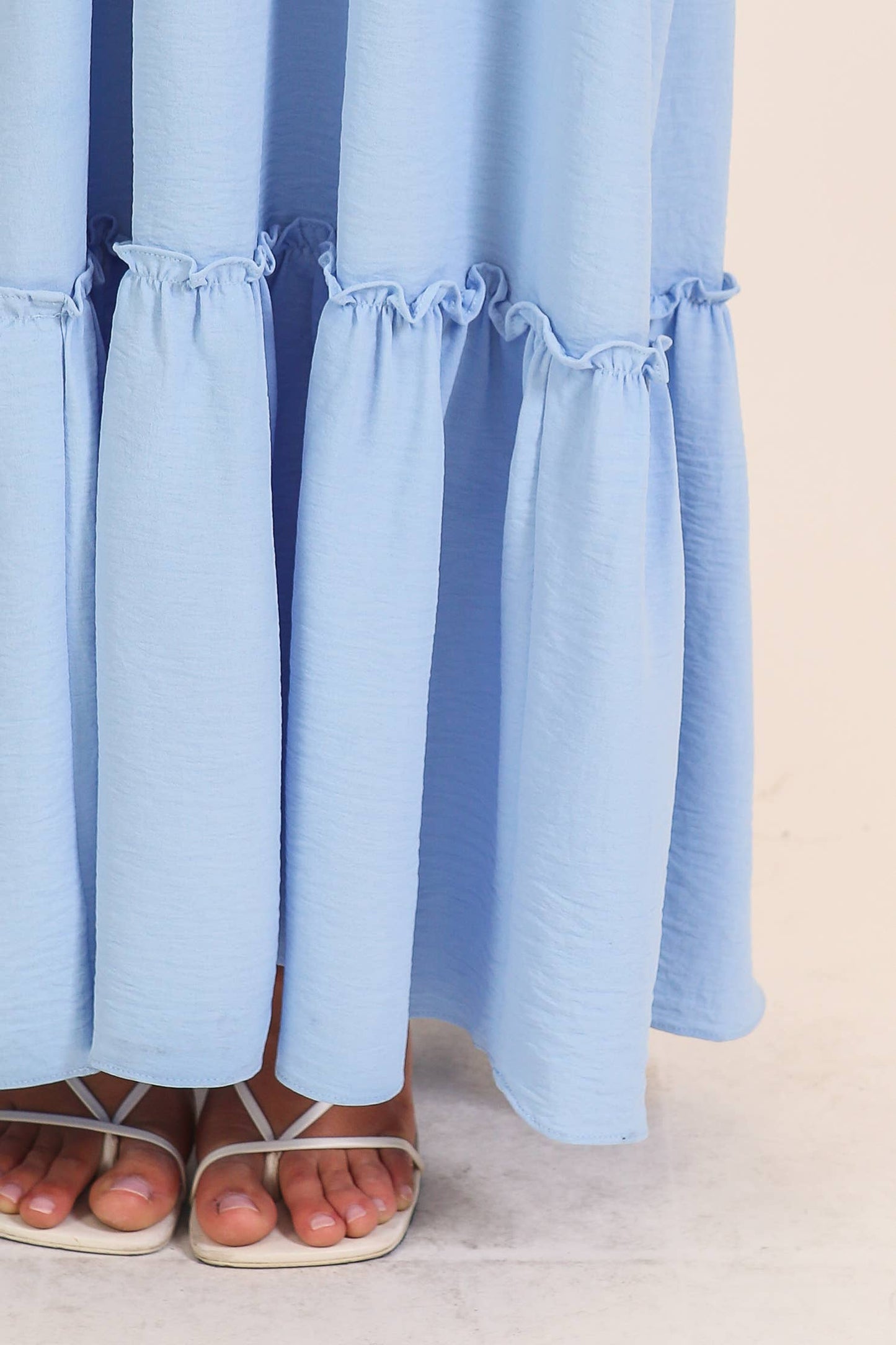Strapless boho smocked top airflow maxi dress | V024