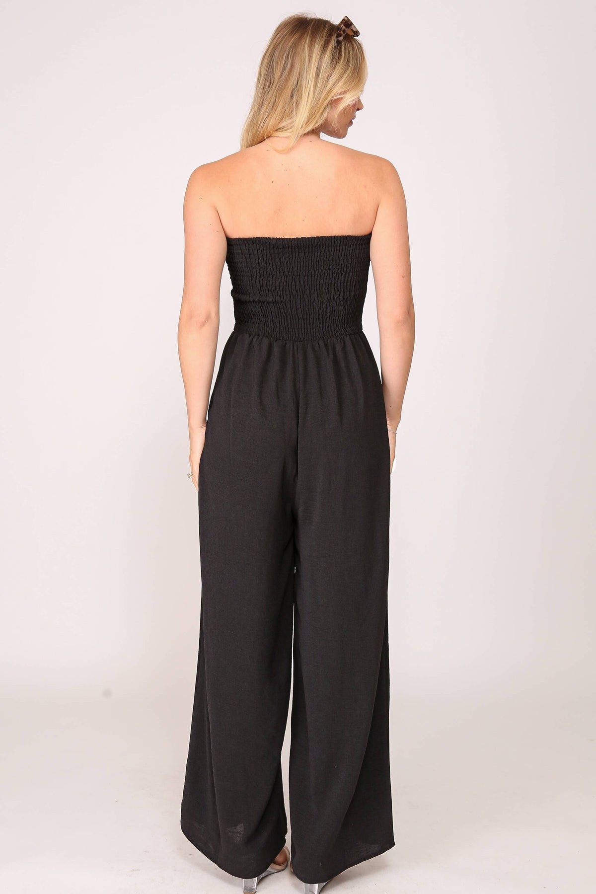 Smocked Strapless Jumpsuit | R003