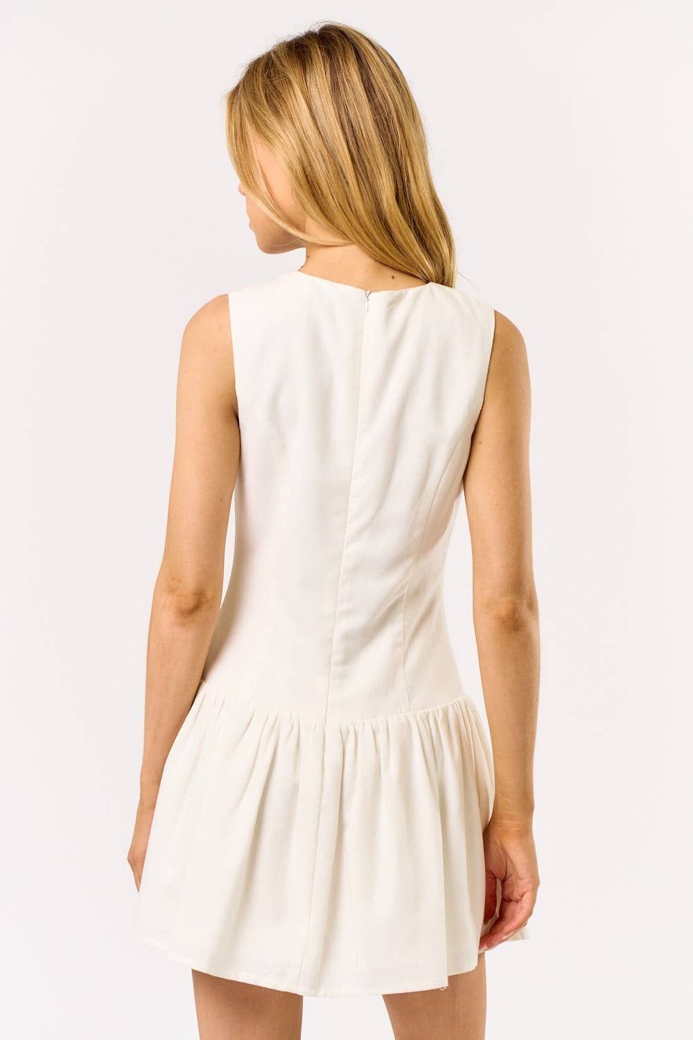 Sleeveless Button Down Mini Dress | V013