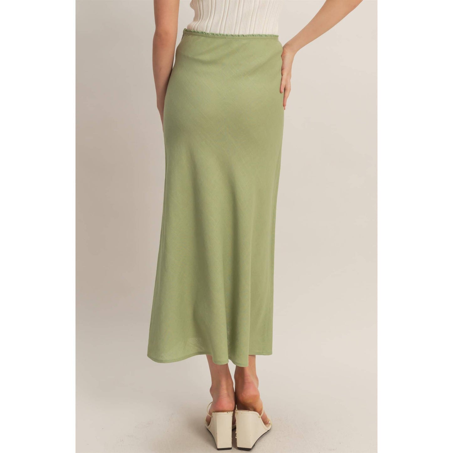 Maxi Skirt With Elastic Waistband | F005