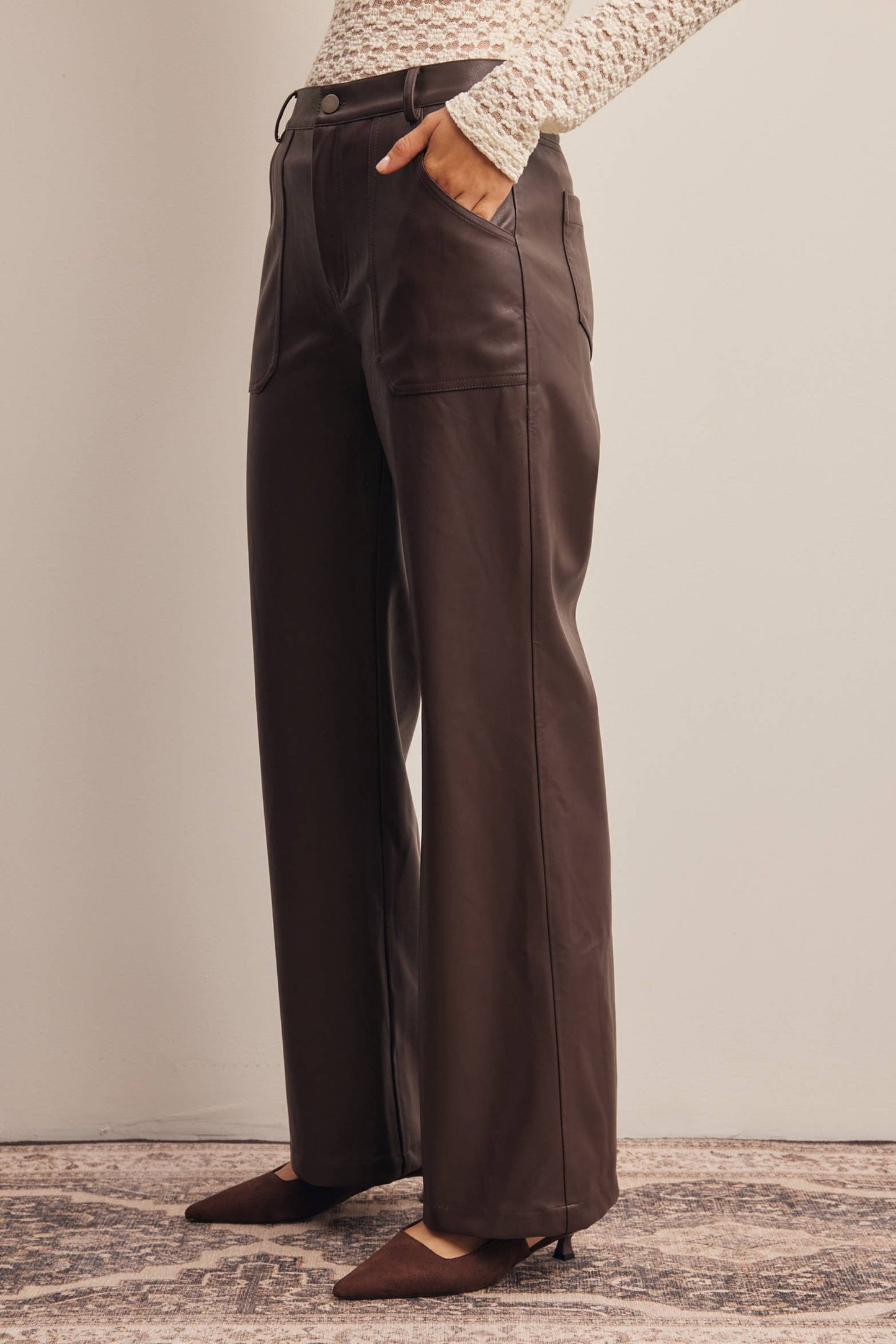 Faux Leather Straight Leg Pants FP0025