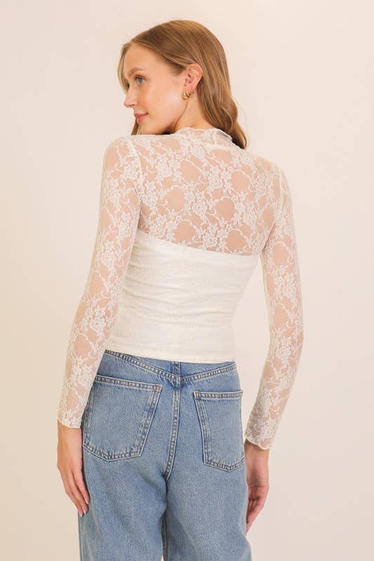 Layer Me Lace High Neck Top | B029