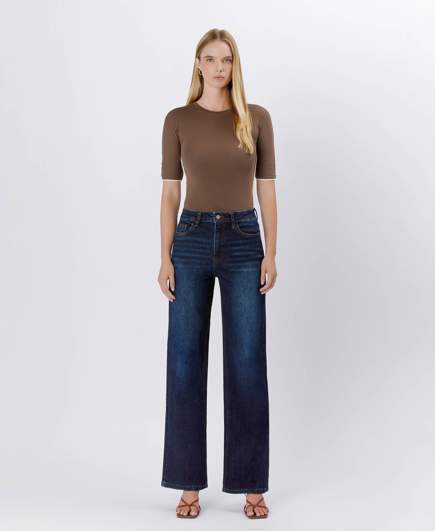 90'S VINTAGE SUPER HIGH RISE DARK WASH LOOSE JEANS | P013