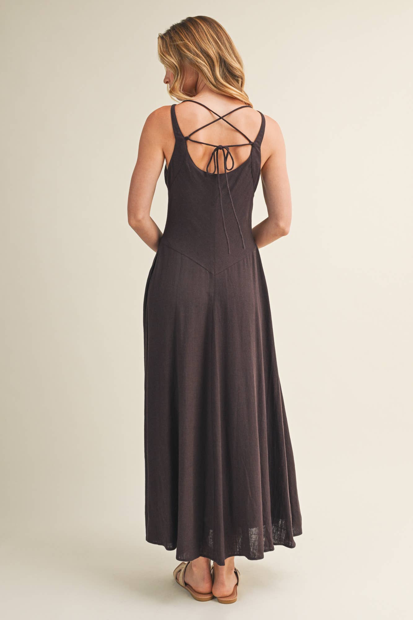Square Neck Asymmetrical Seam Maxi | V023
