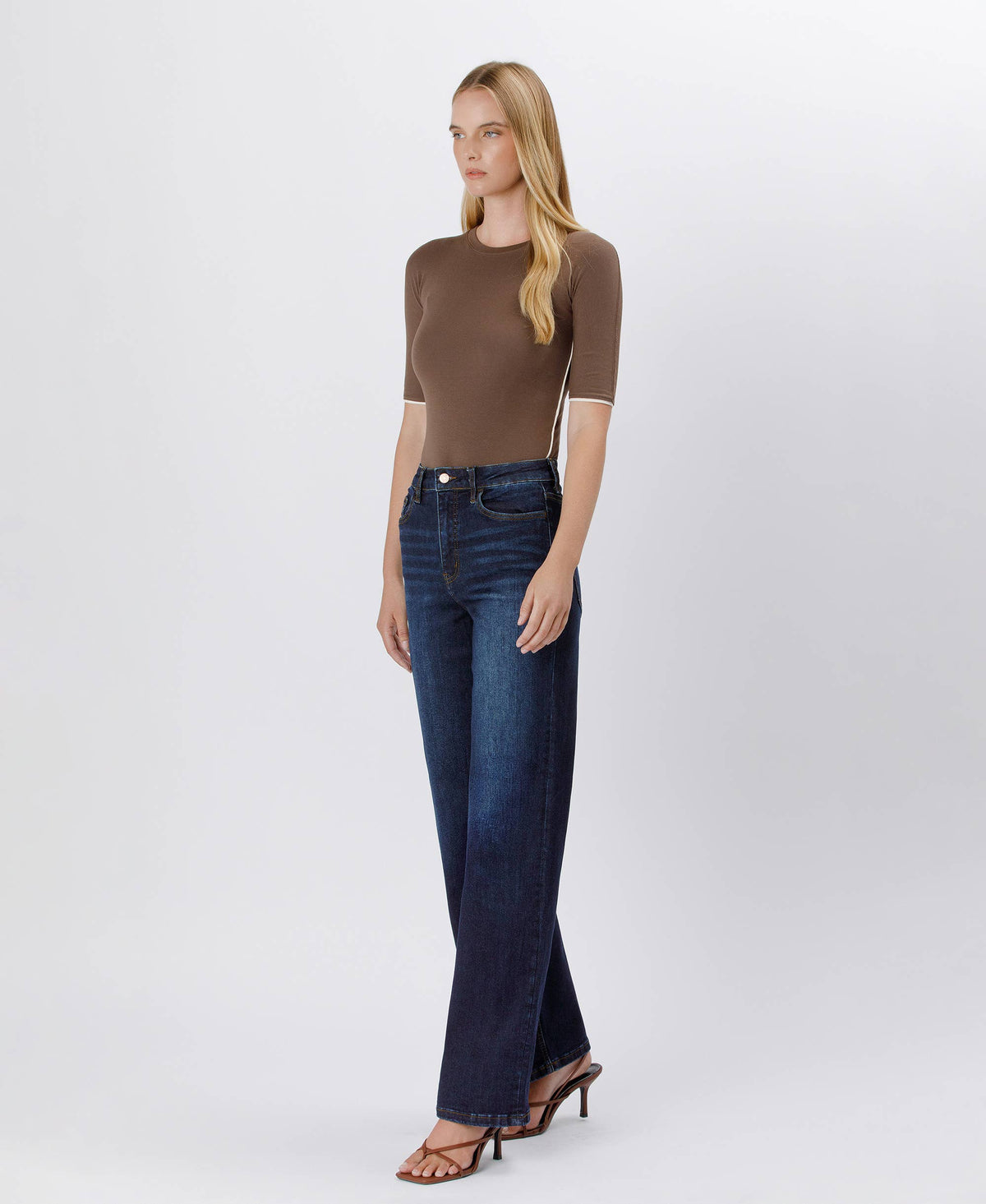 90'S VINTAGE SUPER HIGH RISE DARK WASH LOOSE JEANS | P013