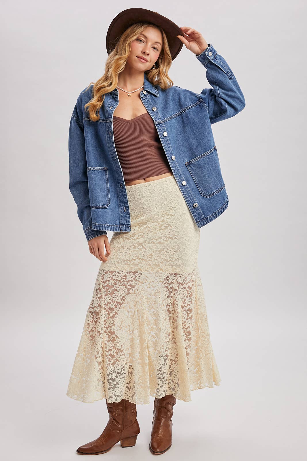 DENIM BUTTON DOWN SHACKET WITH POCKETS | CH001