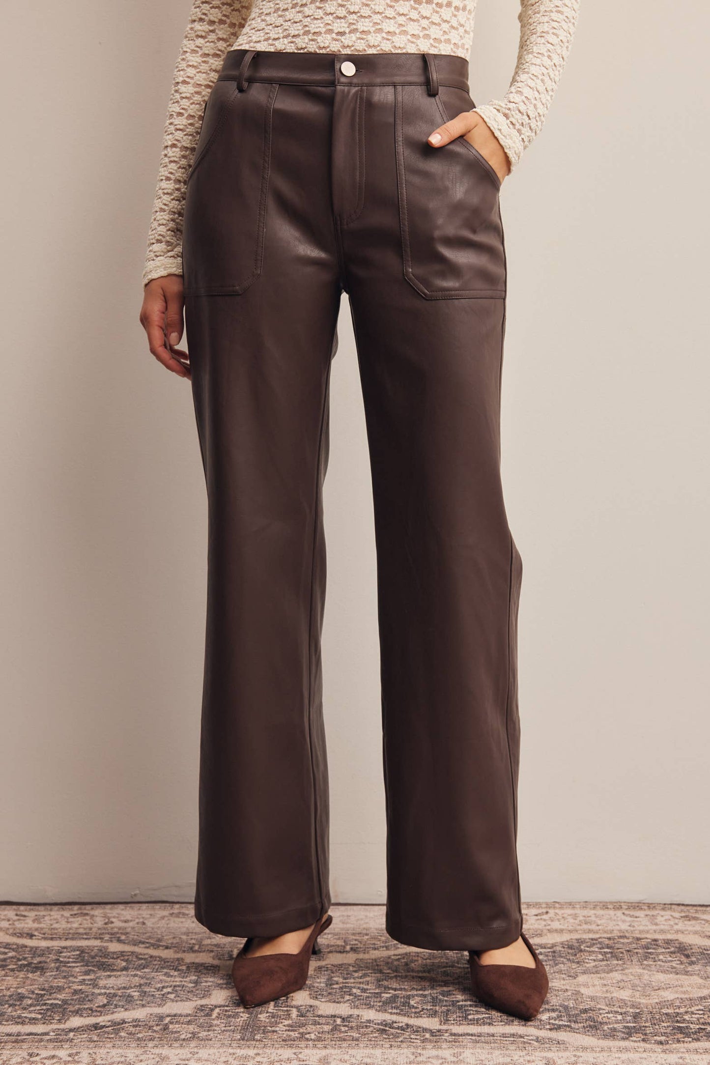 Faux Leather Straight Leg Pants FP0025