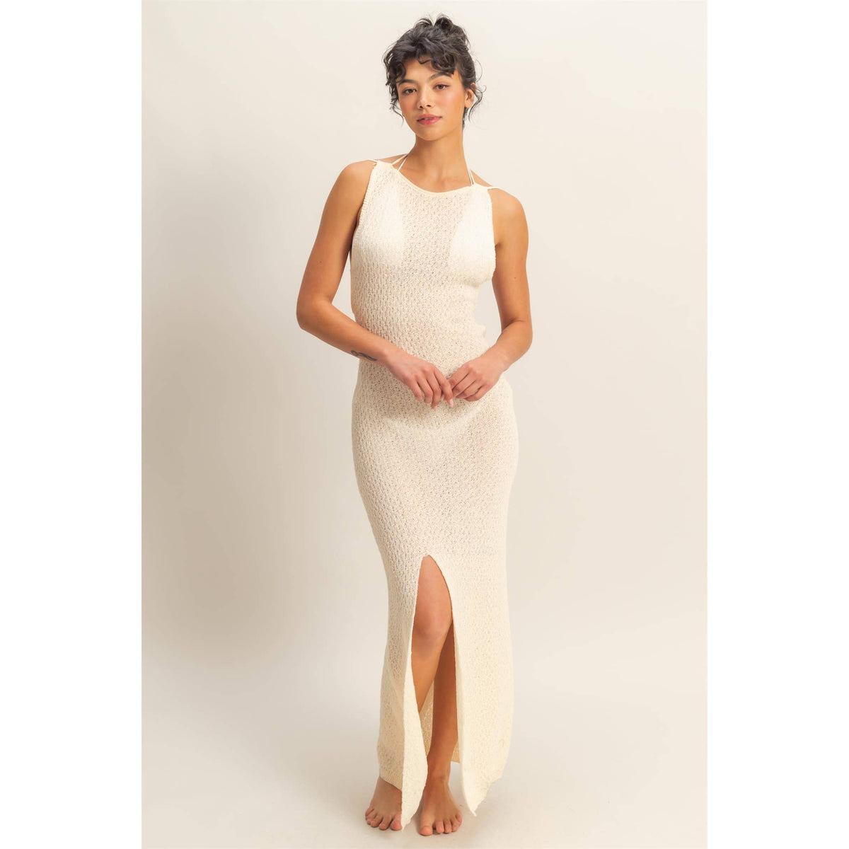 Sleeveless Front Slit Coverup Dress | V027