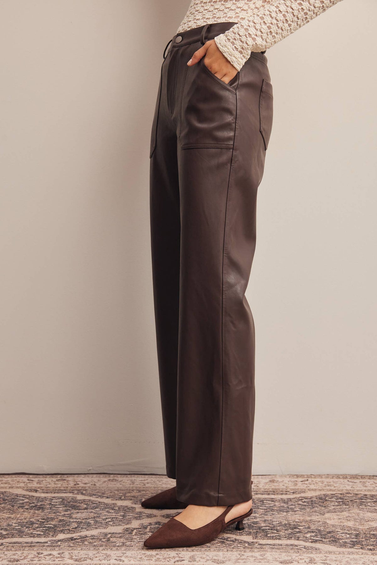 Faux Leather Straight Leg Pants FP0025