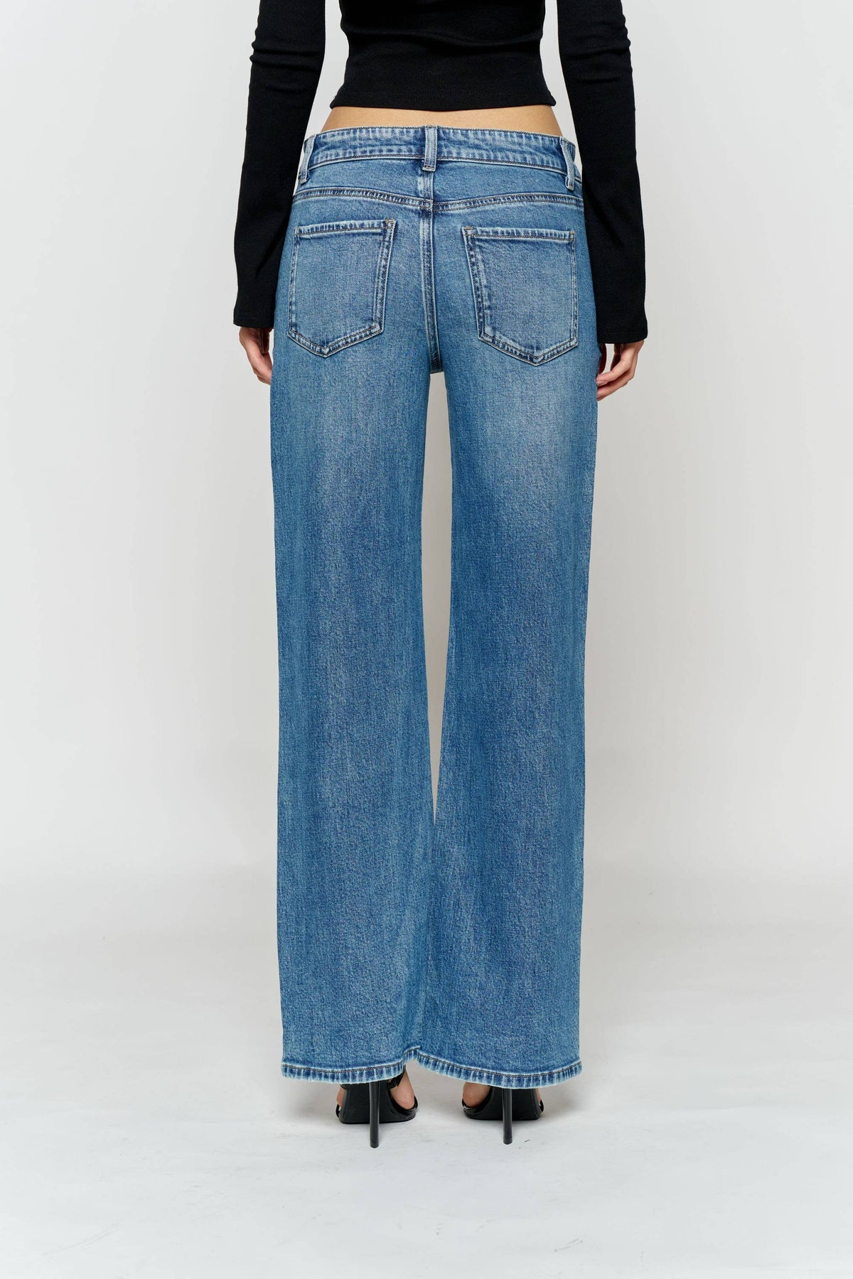 OPEN PACK Mid Waist Relaxed Wide Leg Jeans | P012