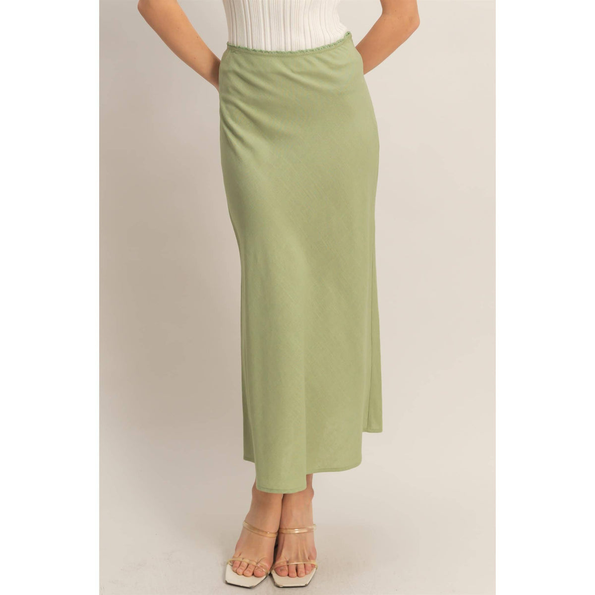 Maxi Skirt With Elastic Waistband | F005