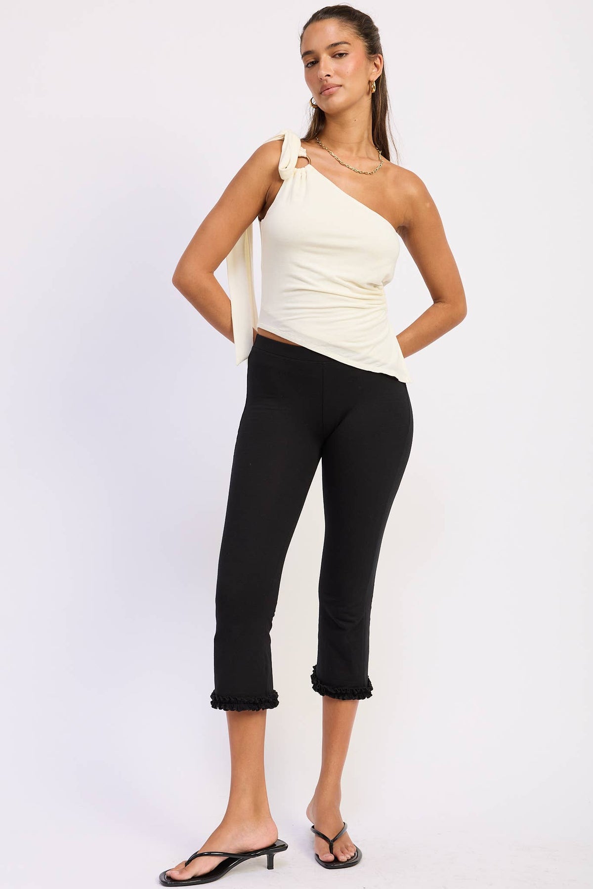 ASYMMETRICAL O-RING TOP WITH SHOULDER TIE | B059