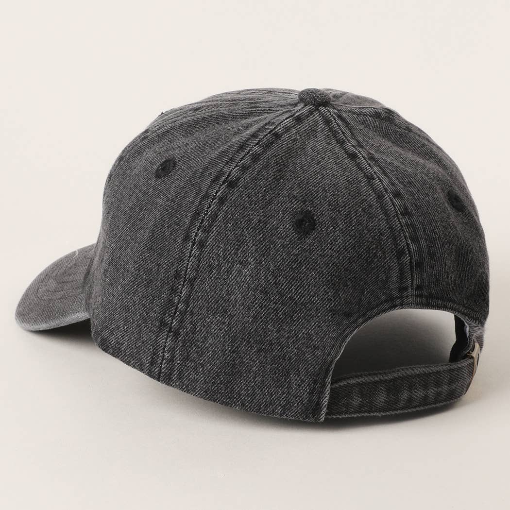 CALIFORNIA Text Embroidery Denim Cap | HAT