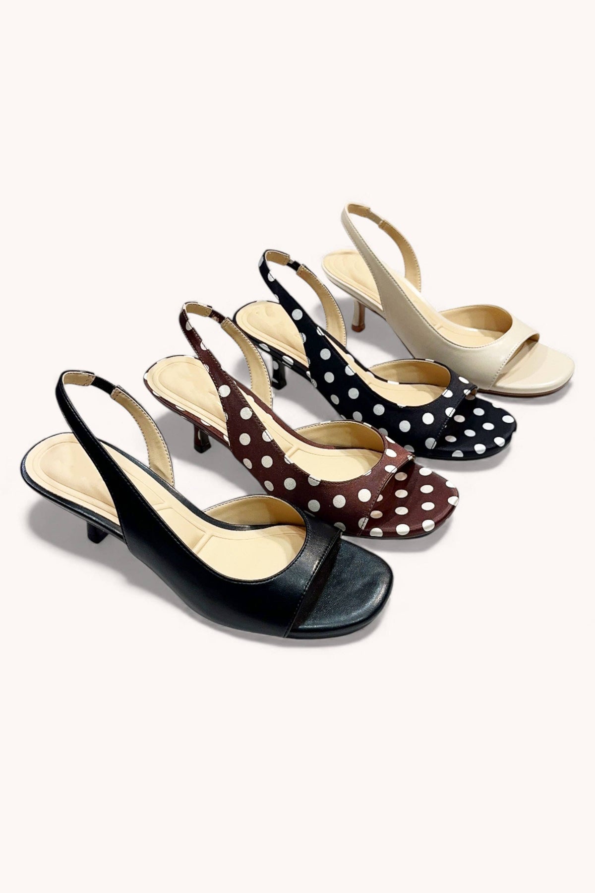 CLASSIC SILHOUETTE OPEN TOE SLINGBACK KITTEN HEES | Z001