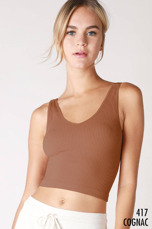 V Neck Ribbed Crop Top | B027