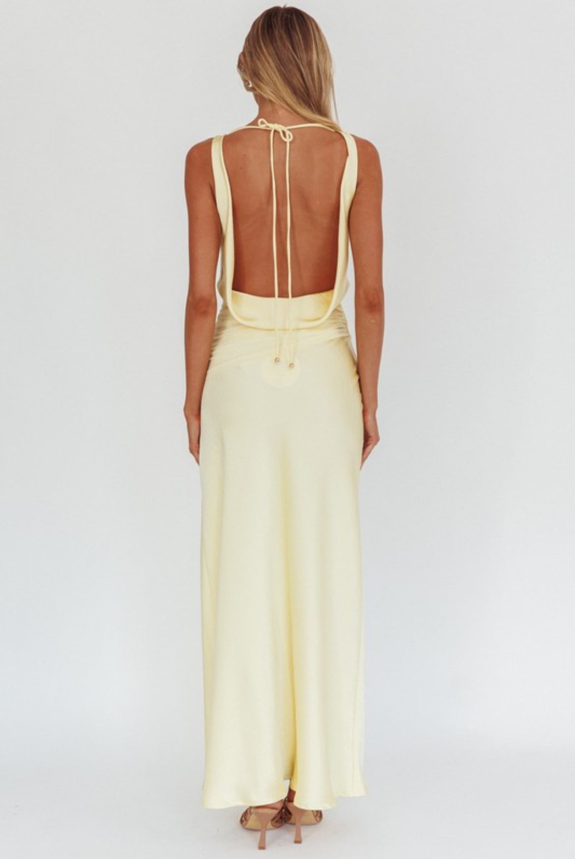 Cowl Neck Satin Maxi Dress | V005