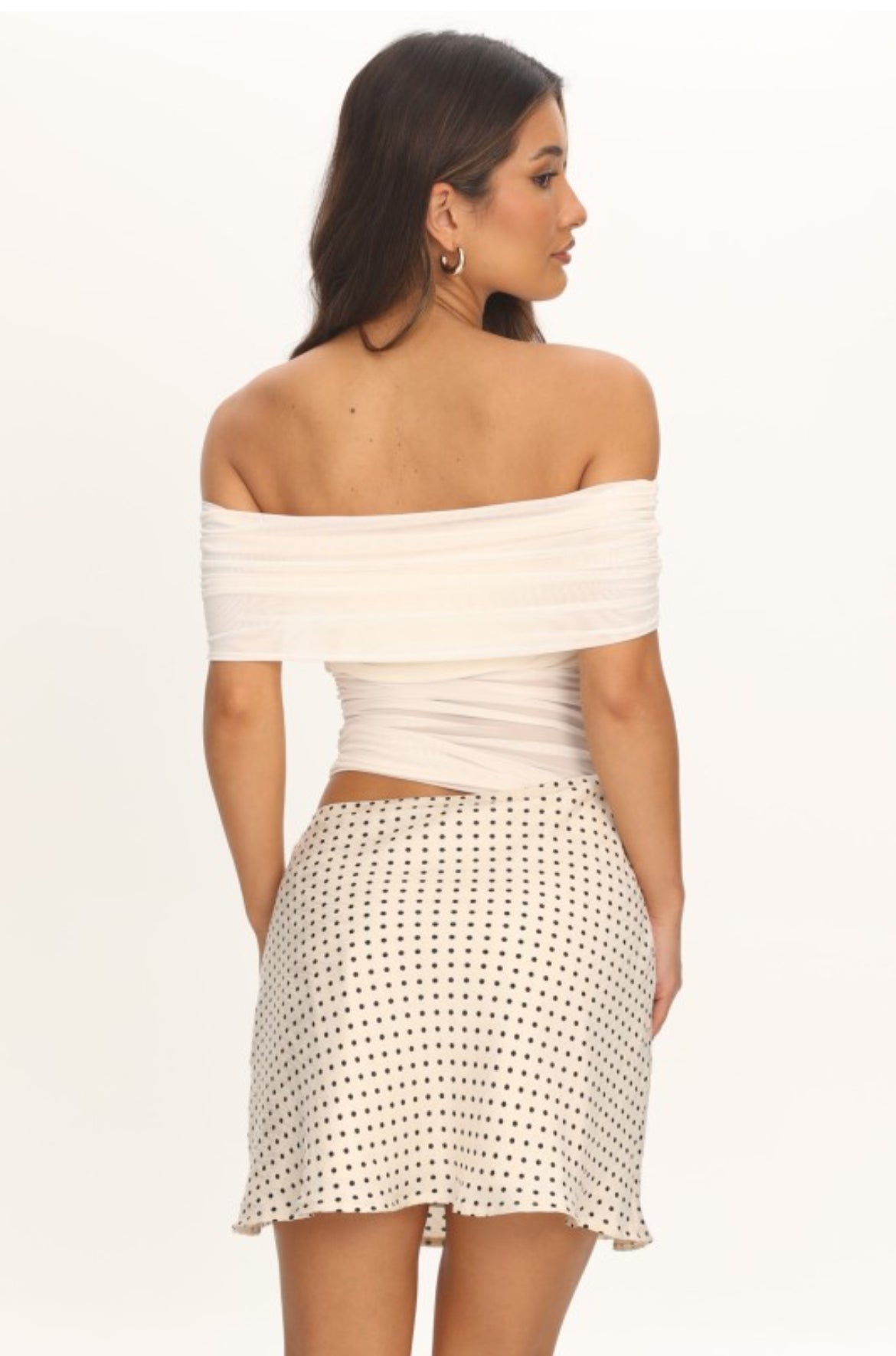Off Shoulder Polka Dot Dress | V004