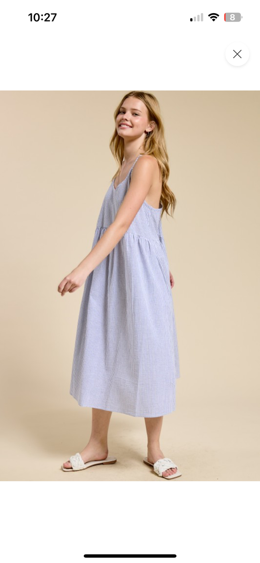 Blue stripped dress | V007