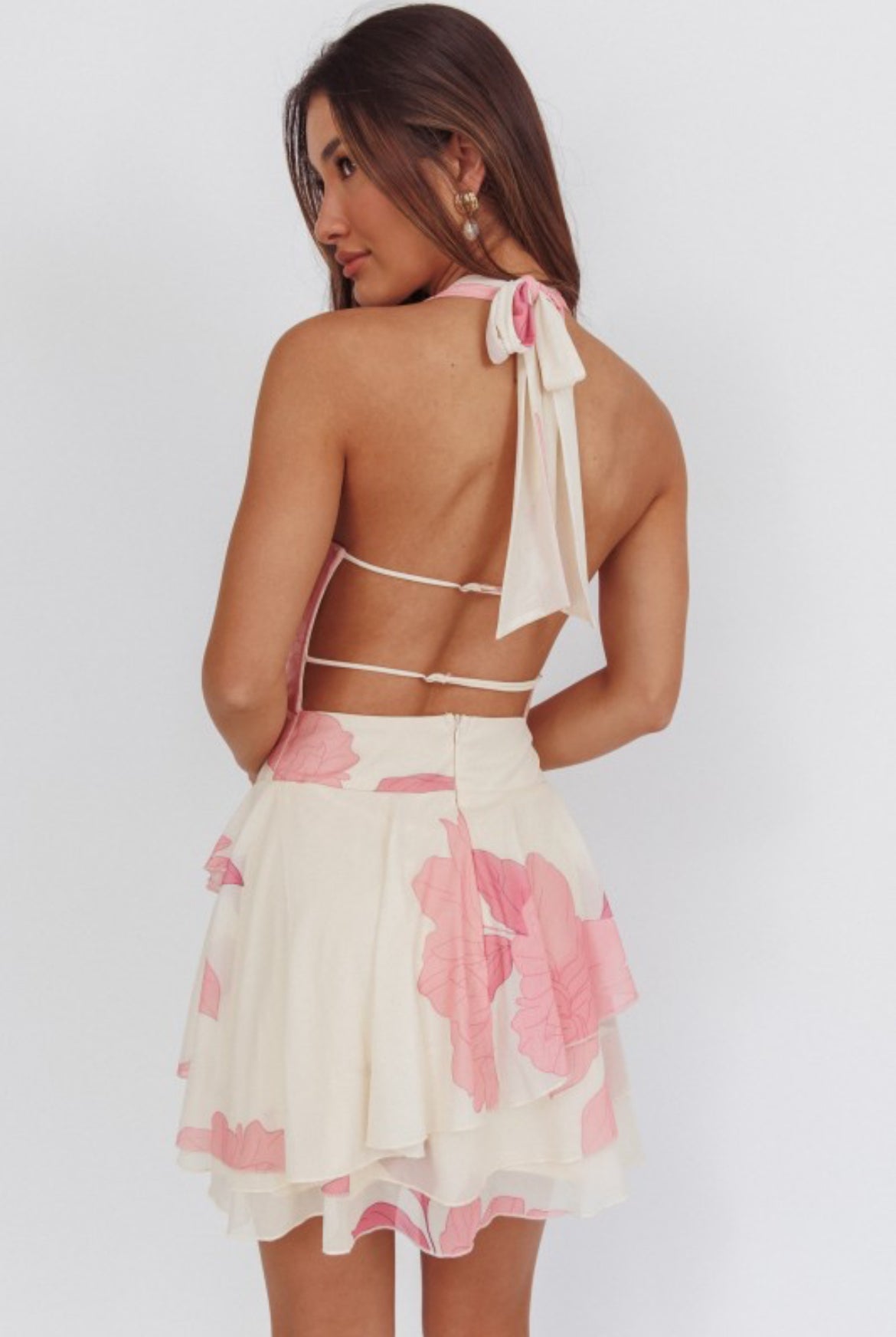 Halter Cowl Neck Mini Dress | V003