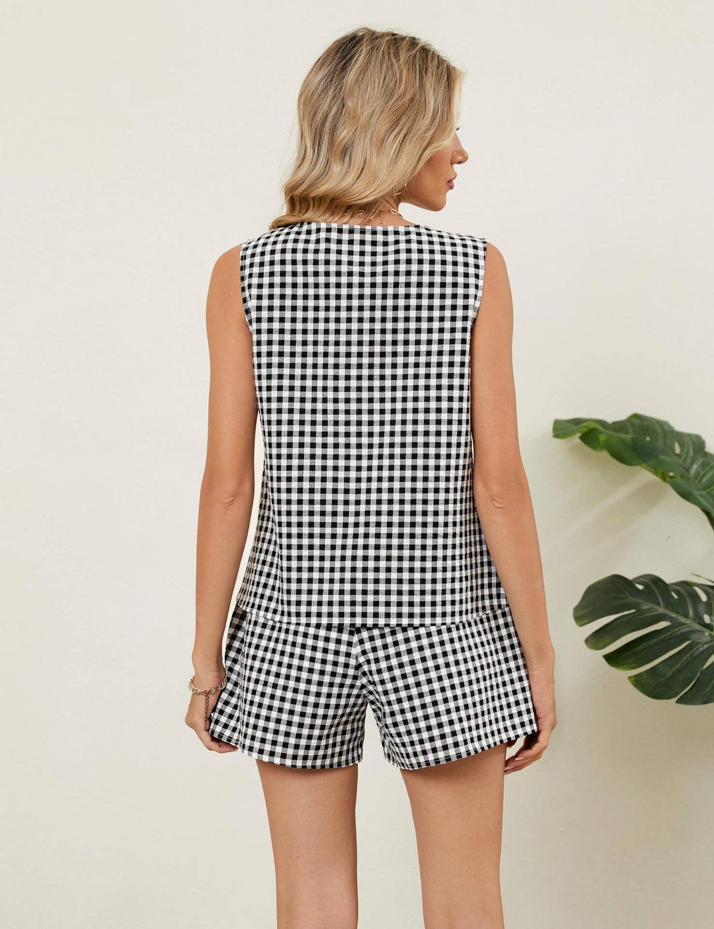 Plaid Two-Piece Short Set | SE004