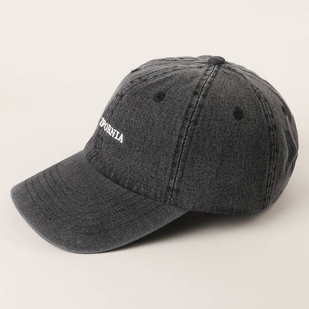 CALIFORNIA Text Embroidery Denim Cap | HAT