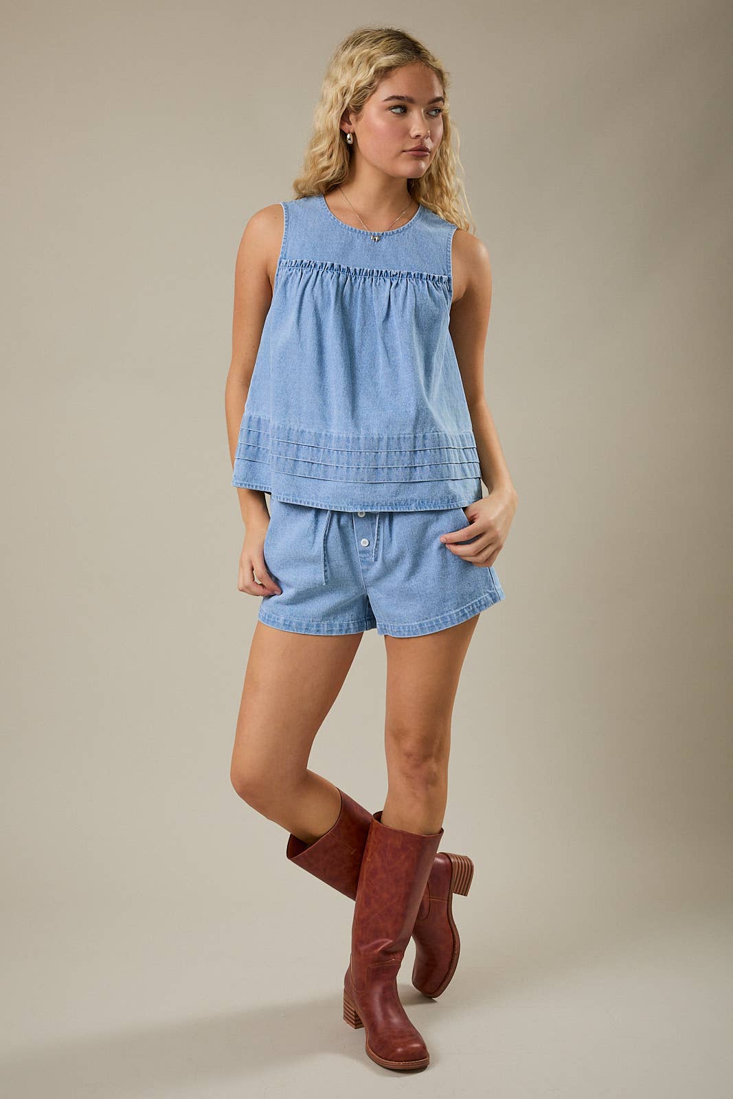 FLARE DENIM TOP | B023