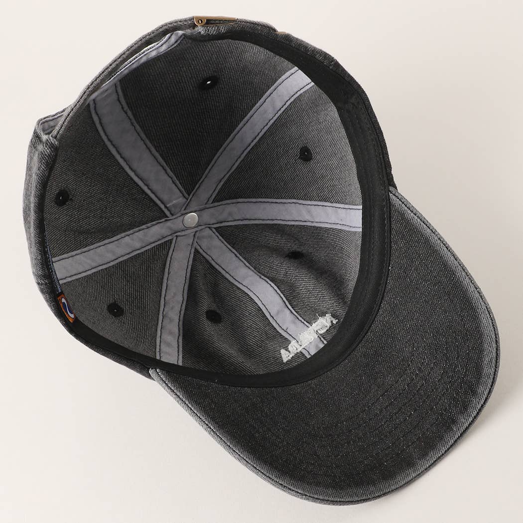 CALIFORNIA Text Embroidery Denim Cap | HAT